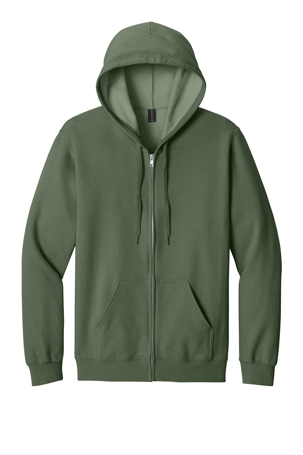 Gildan Mens Softstyle Fleece Full Zip Hooded Sweatshirt Hoodie w/ Pockets - Military Green