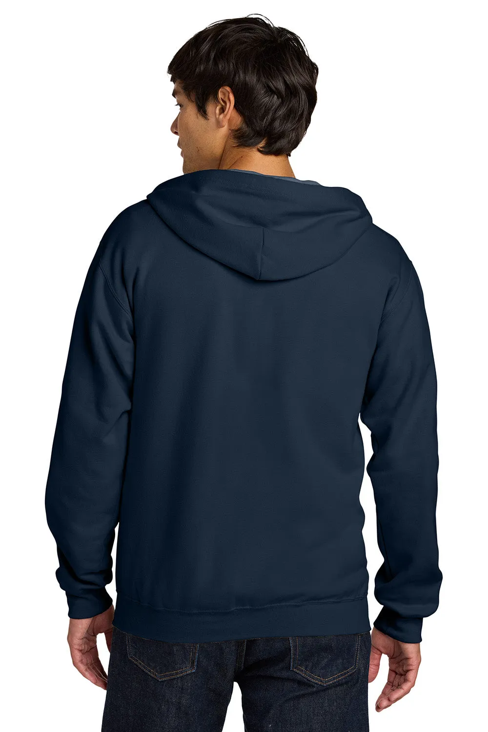 Gildan Mens Softstyle Fleece Full Zip Hooded Sweatshirt Hoodie w/ Pockets - Navy Blue