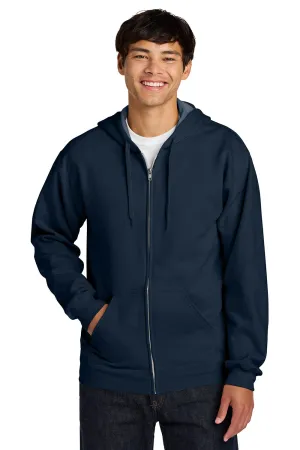 Gildan Mens Softstyle Fleece Full Zip Hooded Sweatshirt Hoodie w/ Pockets - Navy Blue