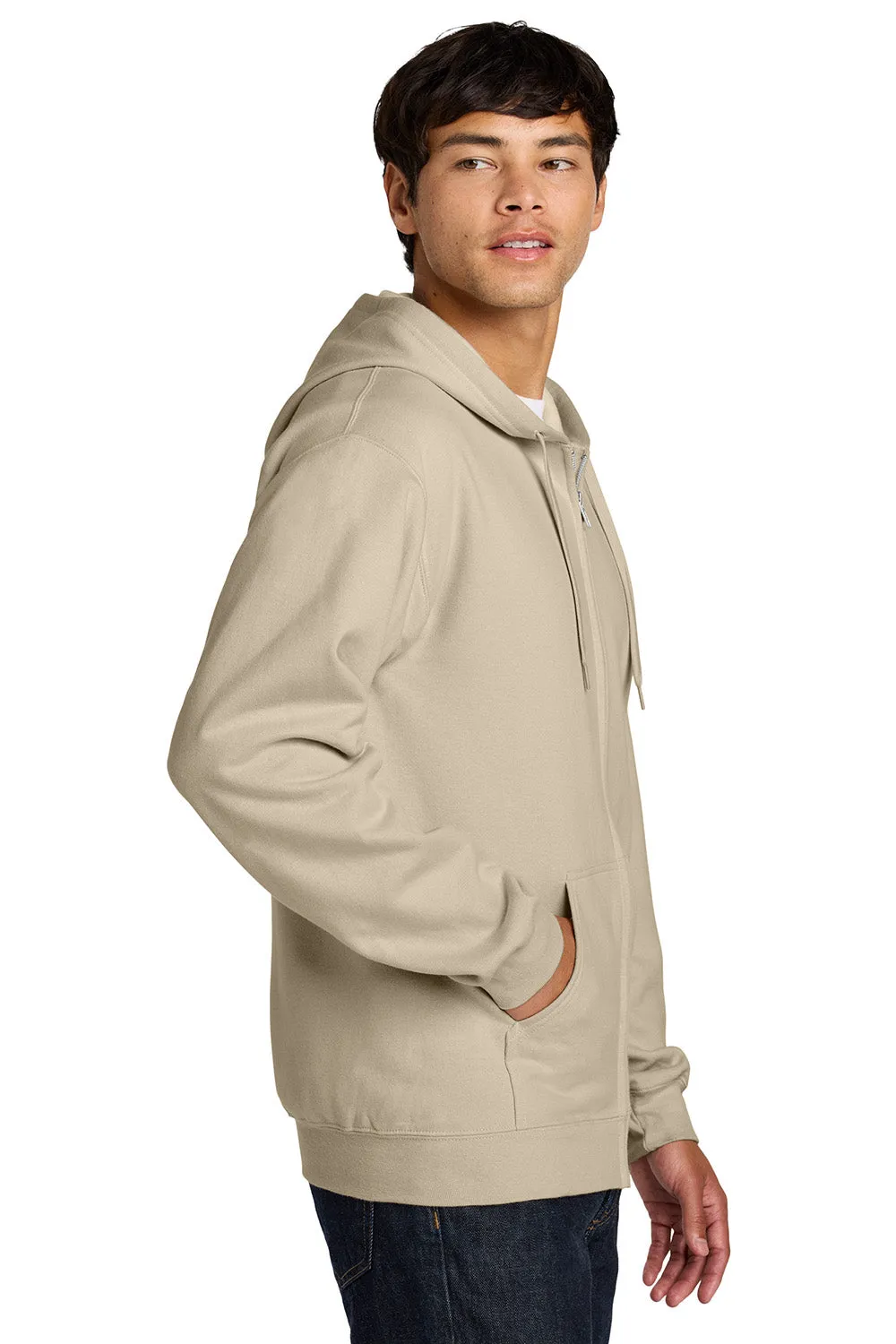 Gildan Mens Softstyle Fleece Full Zip Hooded Sweatshirt Hoodie w/ Pockets - Sand Brown