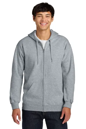 Gildan Mens Softstyle Fleece Full Zip Hooded Sweatshirt Hoodie w/ Pockets - Sport Grey  Affordable Clothing Gildan