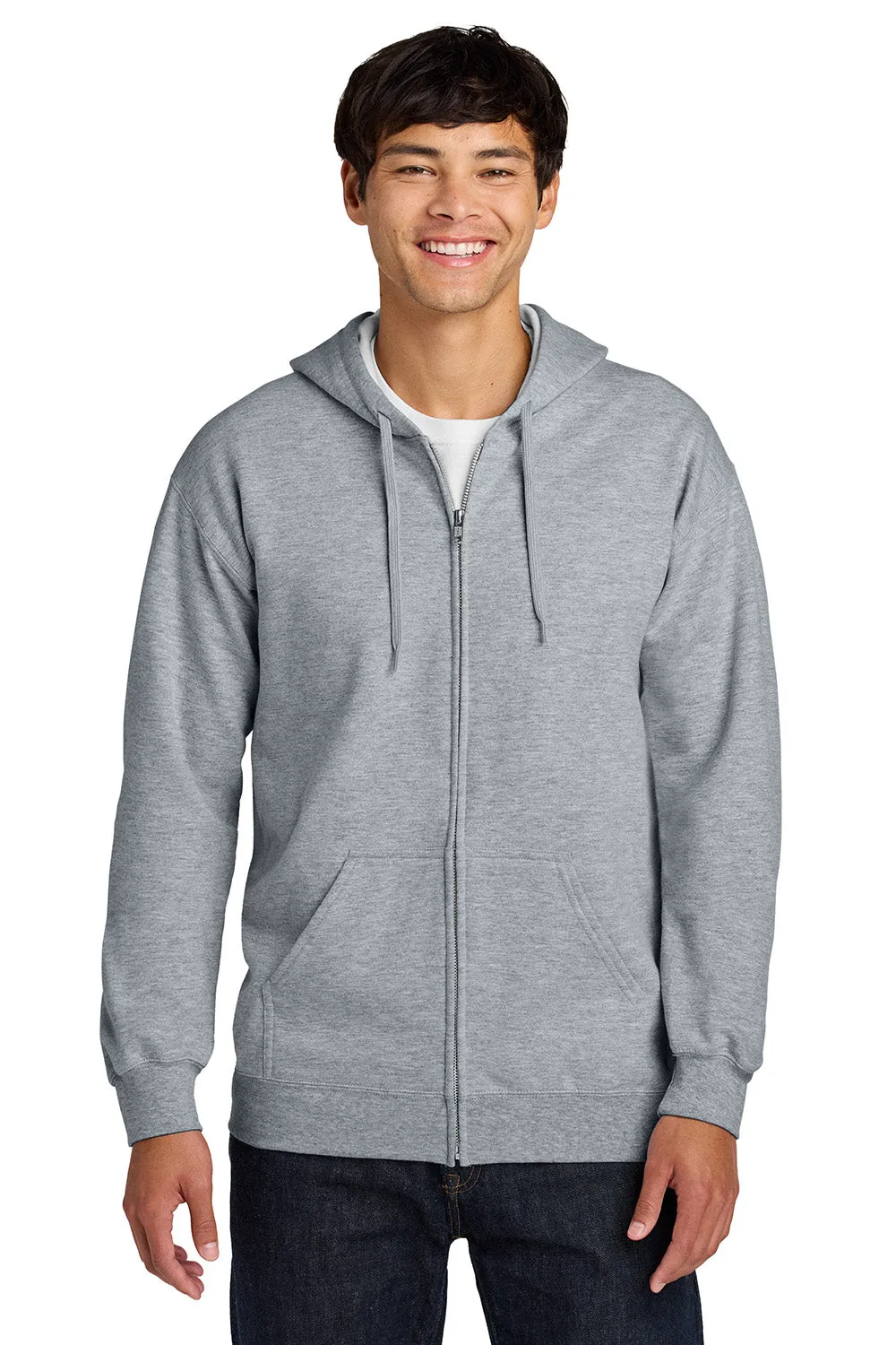 Gildan Mens Softstyle Fleece Full Zip Hooded Sweatshirt Hoodie w/ Pockets - Sport Grey