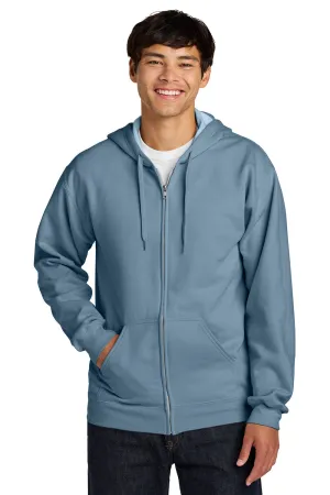 Gildan Mens Softstyle Fleece Full Zip Hooded Sweatshirt Hoodie w/ Pockets - Stone Blue  Affordable Clothing Gildan