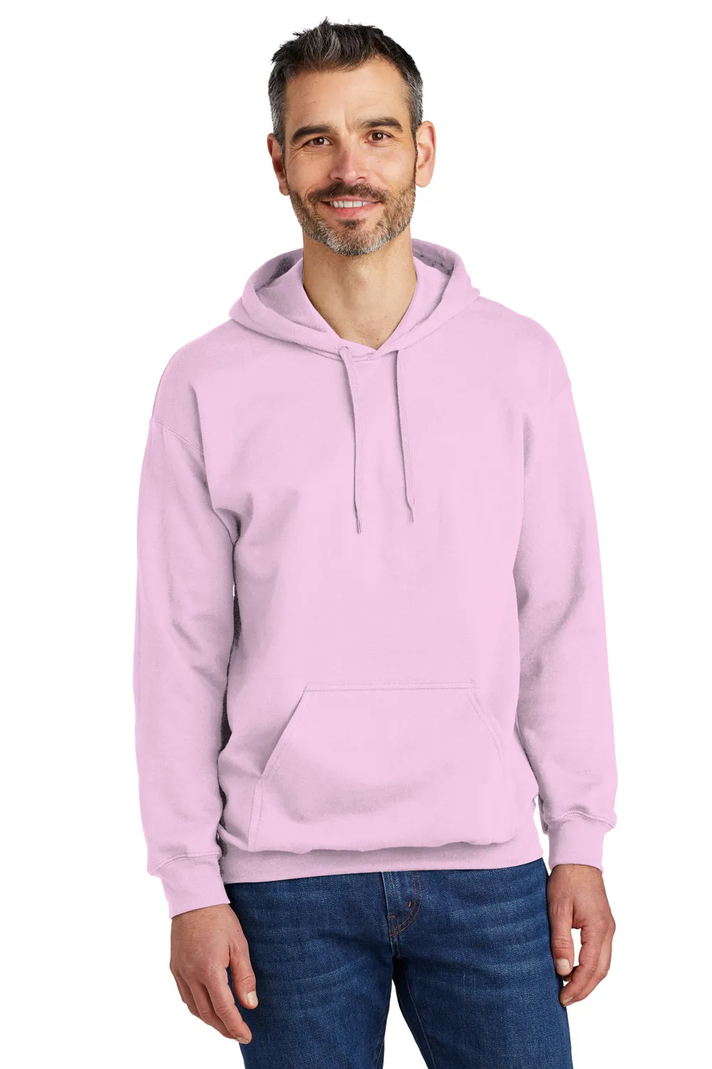 Gildan Mens Softstyle Hooded Sweatshirt Hoodie w/ Pouch Pocket - Light Pink