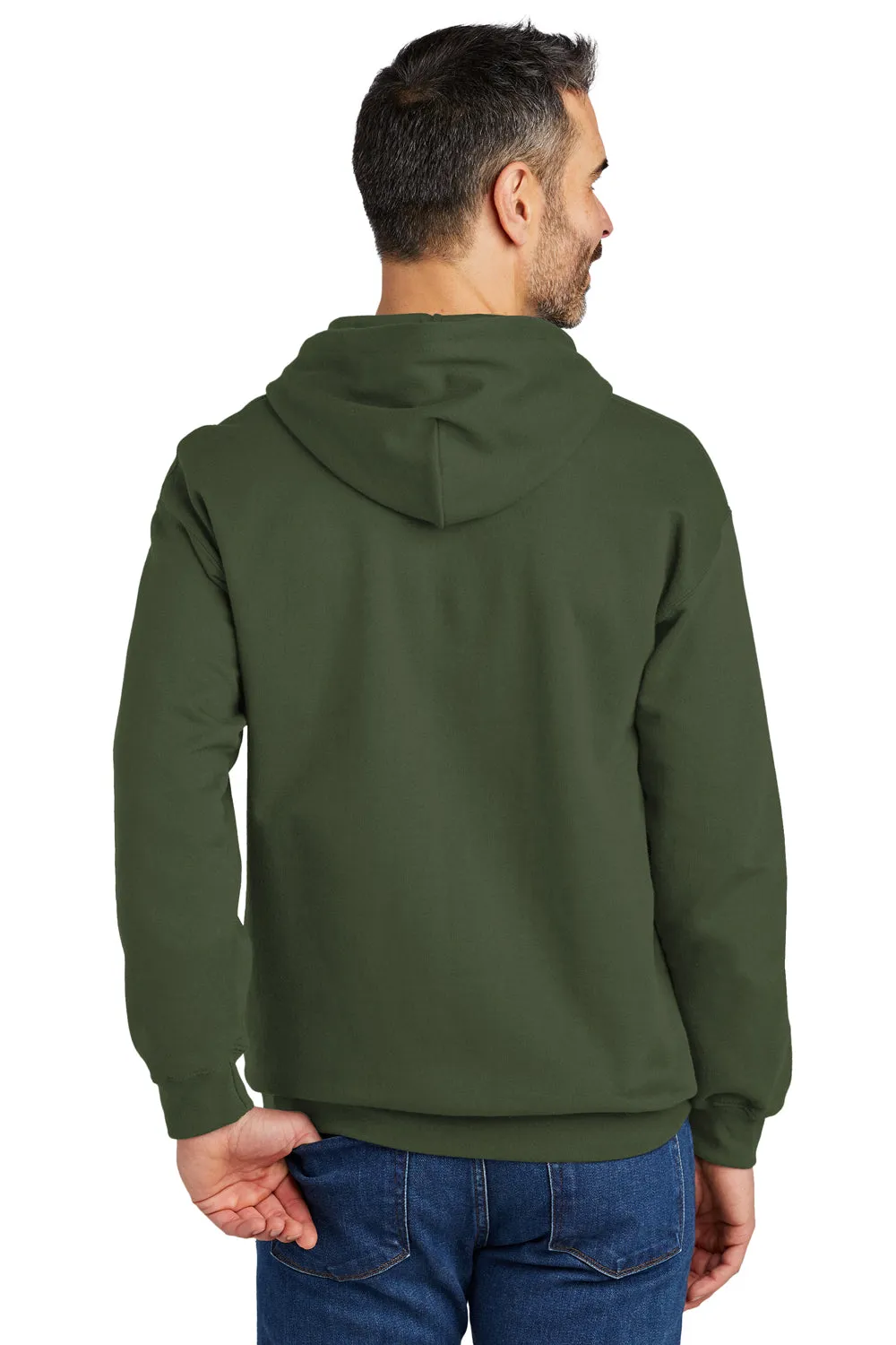 Gildan Mens Softstyle Hooded Sweatshirt Hoodie w/ Pouch Pocket - Military Green