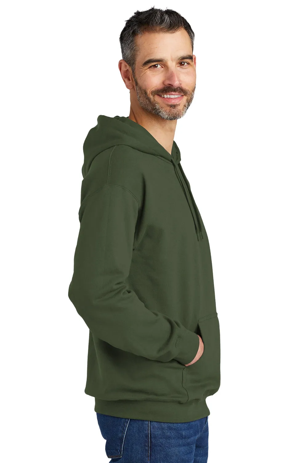 Gildan Mens Softstyle Hooded Sweatshirt Hoodie w/ Pouch Pocket - Military Green