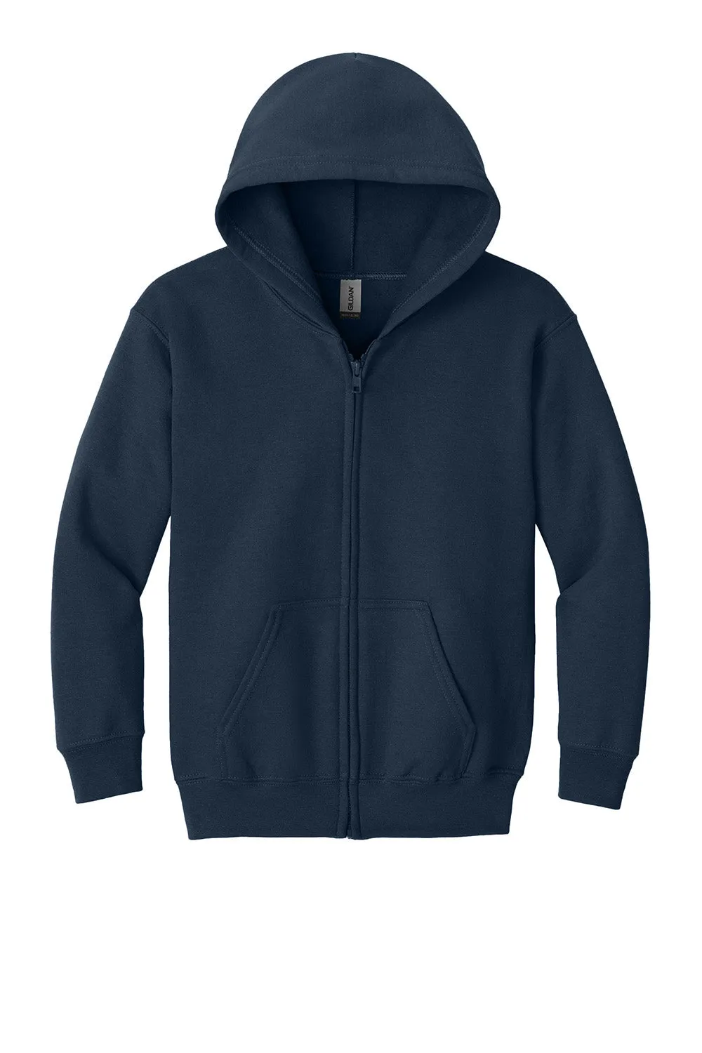 Gildan Youth Heavy Blend Full Zip Hooded Sweatshirt Hoodie w/ Pockets - Navy Blue  Affordable Clothing Gildan