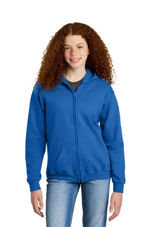Gildan Youth Heavy Blend Full Zip Hooded Sweatshirt Hoodie w/ Pockets - Royal Blue  Affordable Clothing Gildan