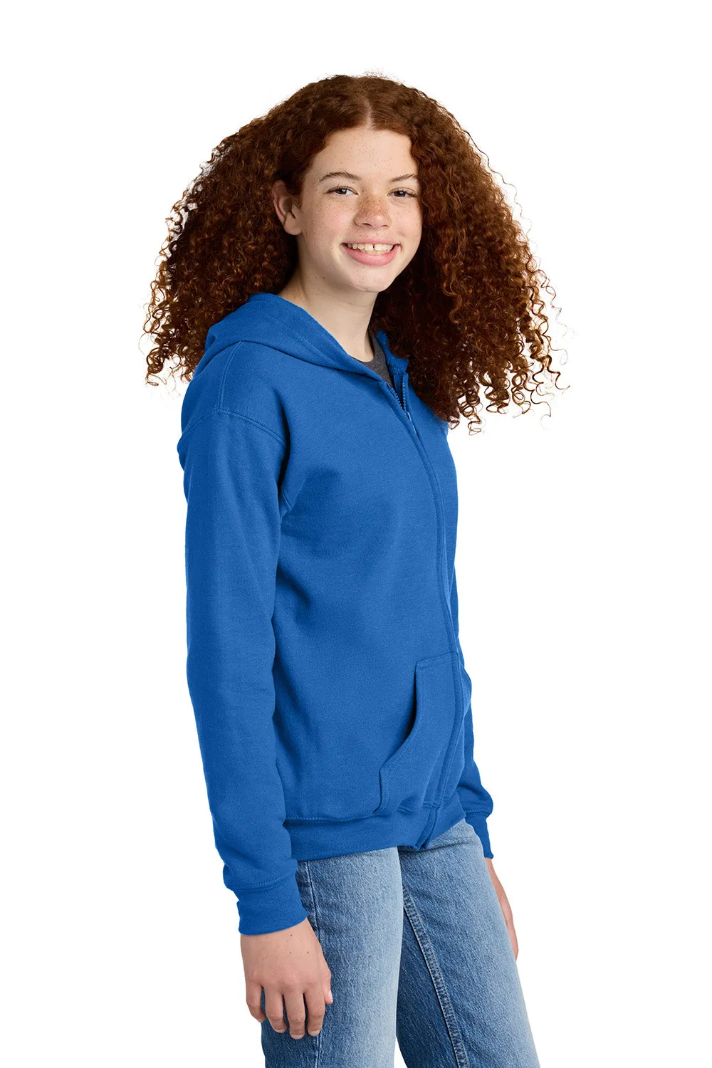 Gildan Youth Heavy Blend Full Zip Hooded Sweatshirt Hoodie w/ Pockets - Royal Blue  Affordable Clothing Gildan