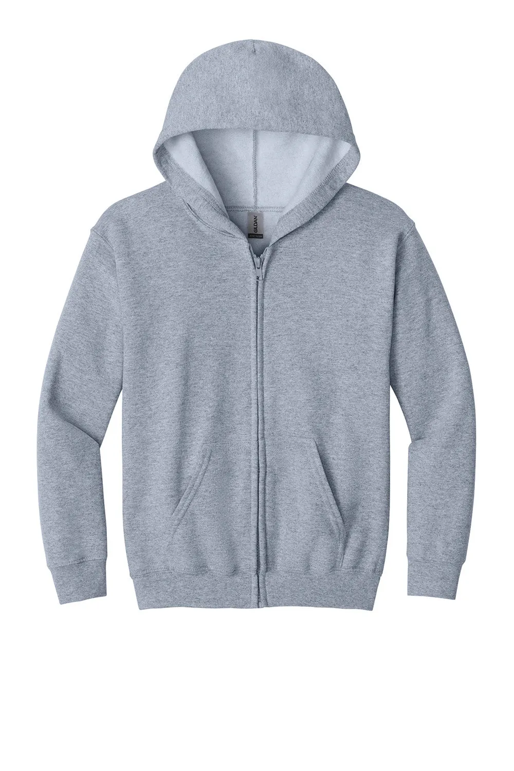 Gildan Youth Heavy Blend Full Zip Hooded Sweatshirt Hoodie w/ Pockets - Sport Grey  Affordable Clothing Gildan