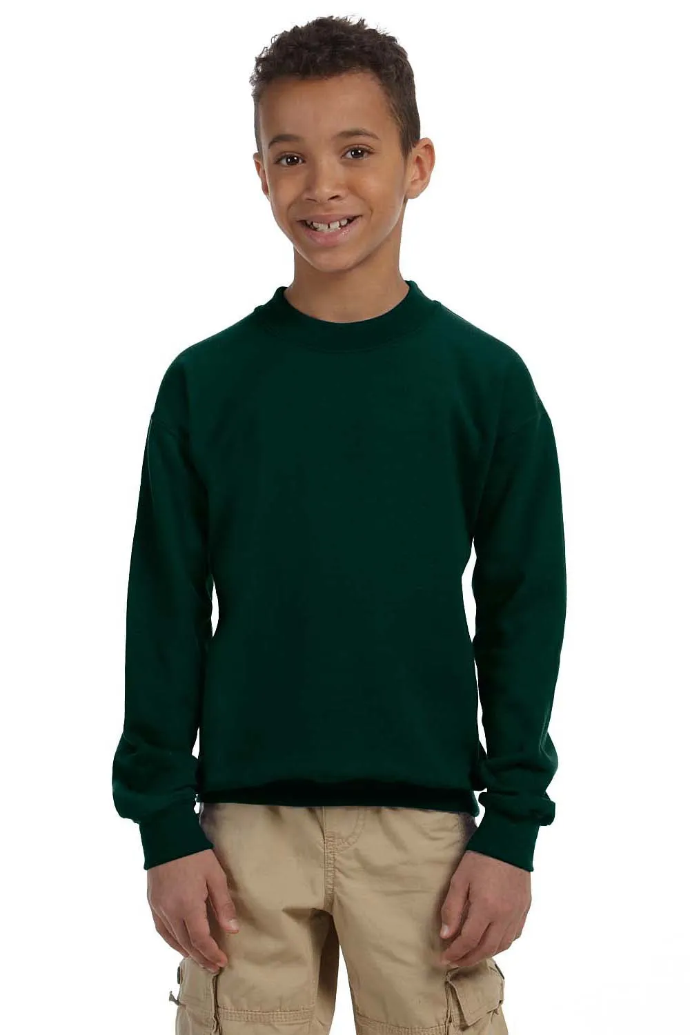 Gildan Youth Pill Resistant Fleece Crewneck Sweatshirt - Forest Green  Affordable Clothing Gildan