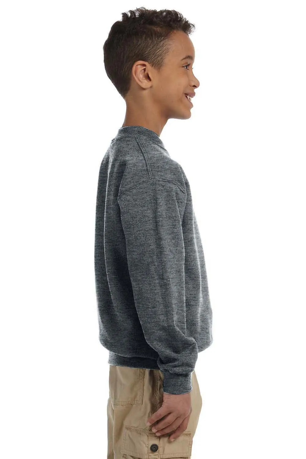 Gildan Youth Pill Resistant Fleece Crewneck Sweatshirt - Heather Dark Grey  Affordable Clothing Gildan