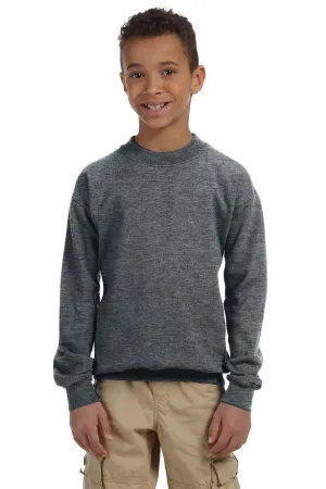 Gildan Youth Pill Resistant Fleece Crewneck Sweatshirt - Heather Dark Grey