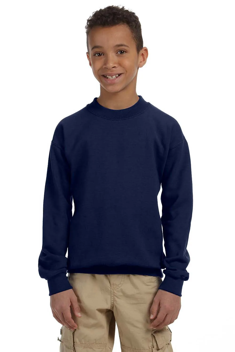 Gildan Youth Pill Resistant Fleece Crewneck Sweatshirt - Navy Blue