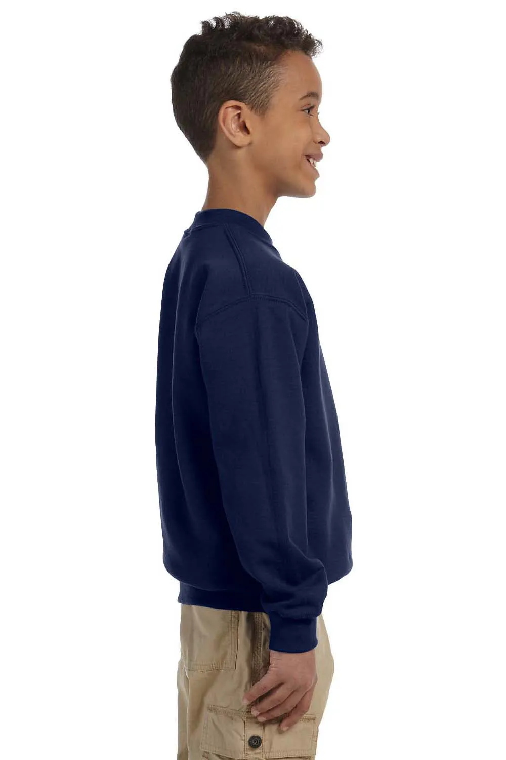 Gildan Youth Pill Resistant Fleece Crewneck Sweatshirt - Navy Blue