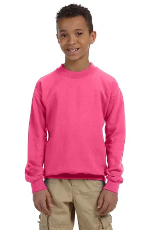 Gildan Youth Pill Resistant Fleece Crewneck Sweatshirt - Safety Pink