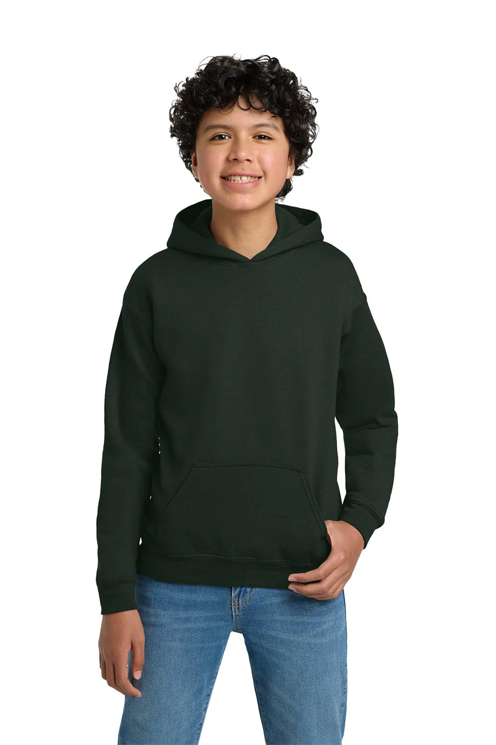 Gildan Youth Pill Resistant Hooded Sweatshirt Hoodie w/ Pouch Pocket - Forest Green  Affordable Clothing Gildan