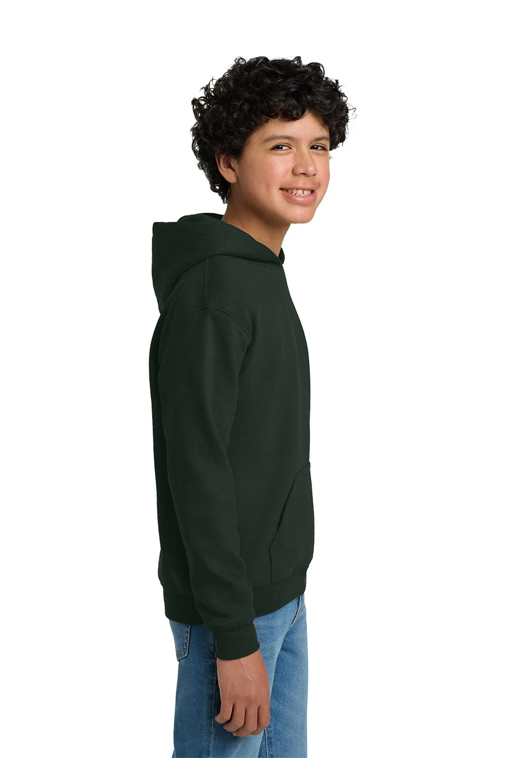 Gildan Youth Pill Resistant Hooded Sweatshirt Hoodie w/ Pouch Pocket - Forest Green  Affordable Clothing Gildan