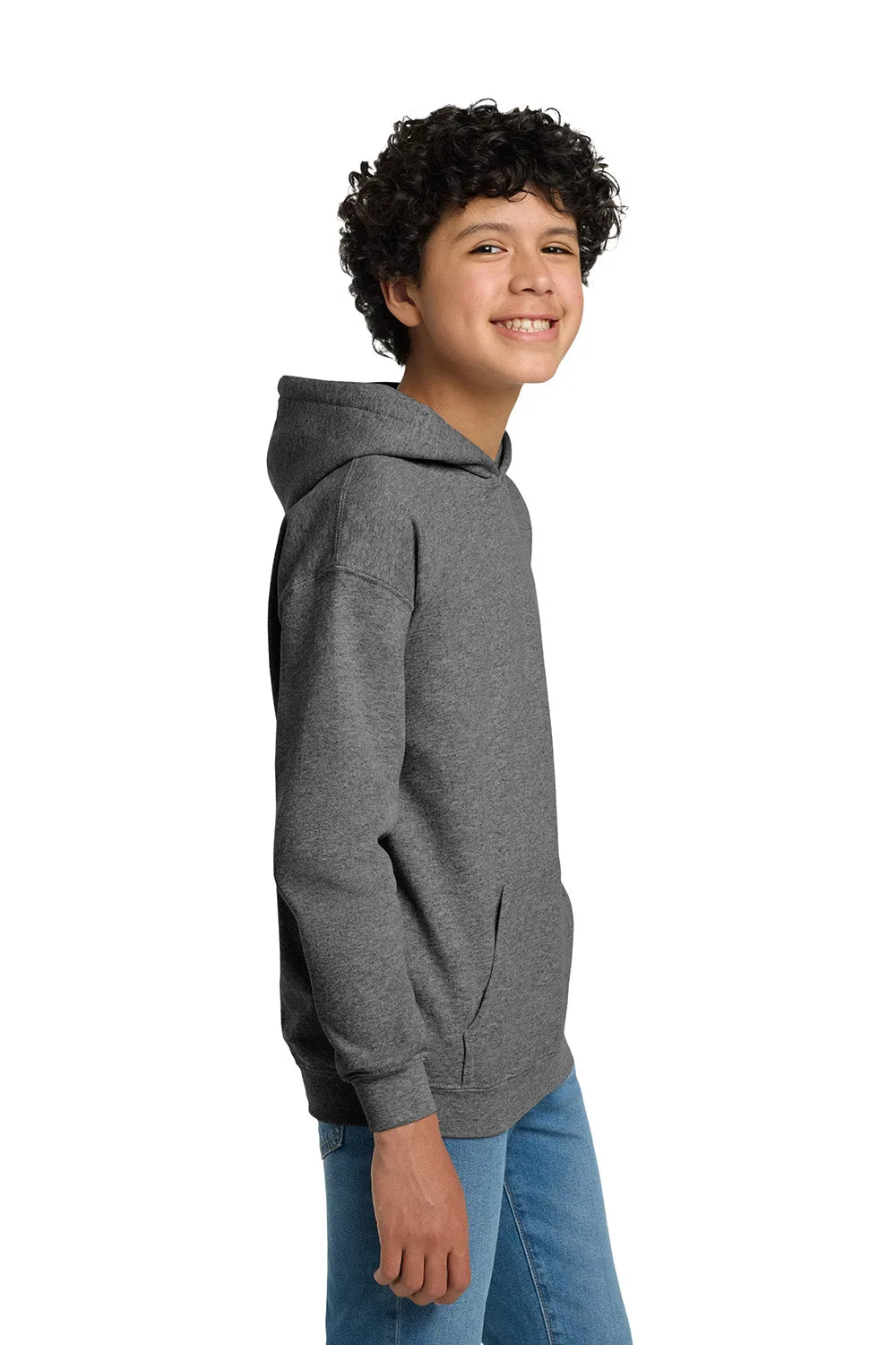 Gildan Youth Pill Resistant Hooded Sweatshirt Hoodie w/ Pouch Pocket - Heather Graphite Grey  Affordable Clothing Gildan