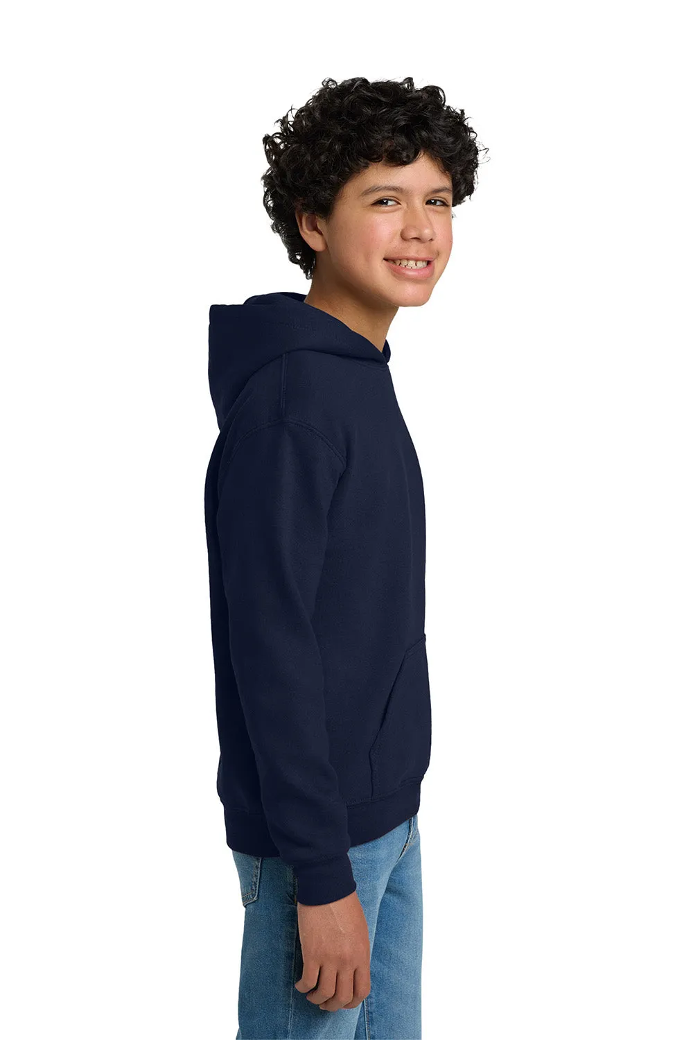 Gildan Youth Pill Resistant Hooded Sweatshirt Hoodie w/ Pouch Pocket - Navy Blue