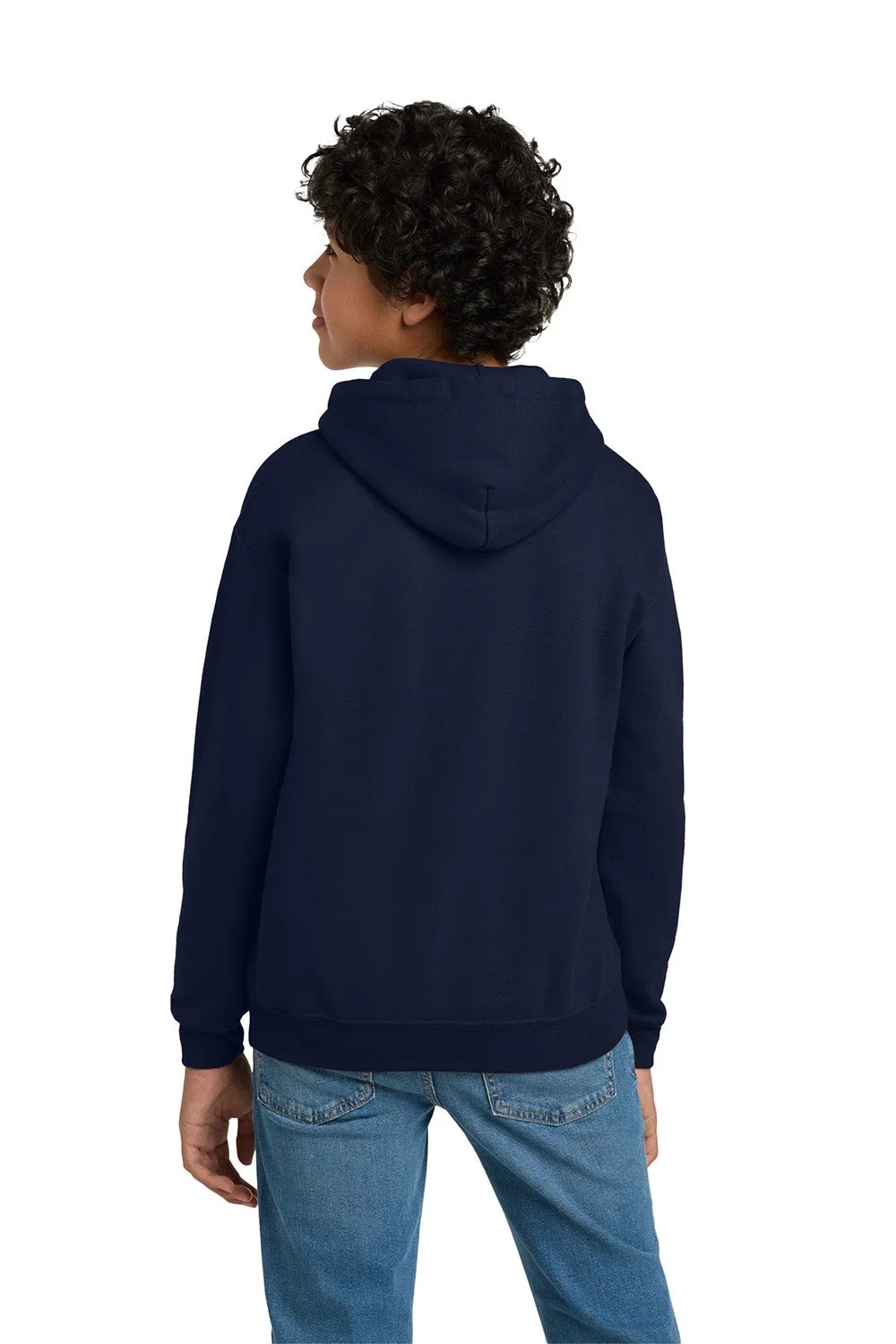 Gildan Youth Pill Resistant Hooded Sweatshirt Hoodie w/ Pouch Pocket - Navy Blue