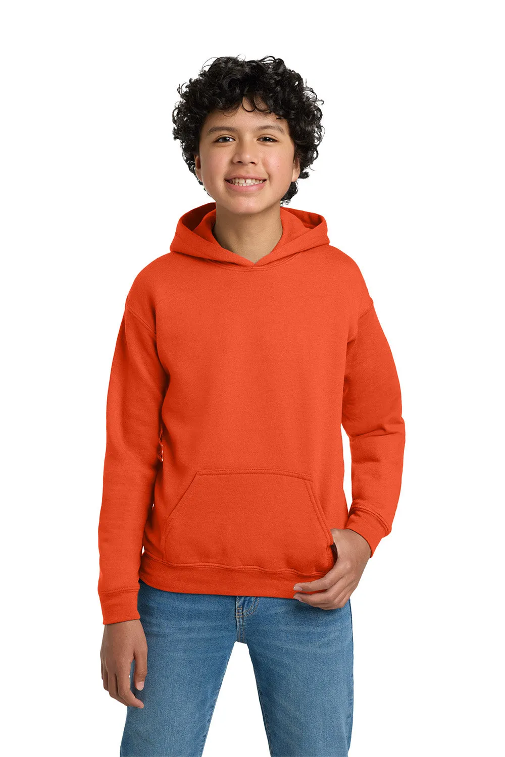 Gildan Youth Pill Resistant Hooded Sweatshirt Hoodie w/ Pouch Pocket - Orange