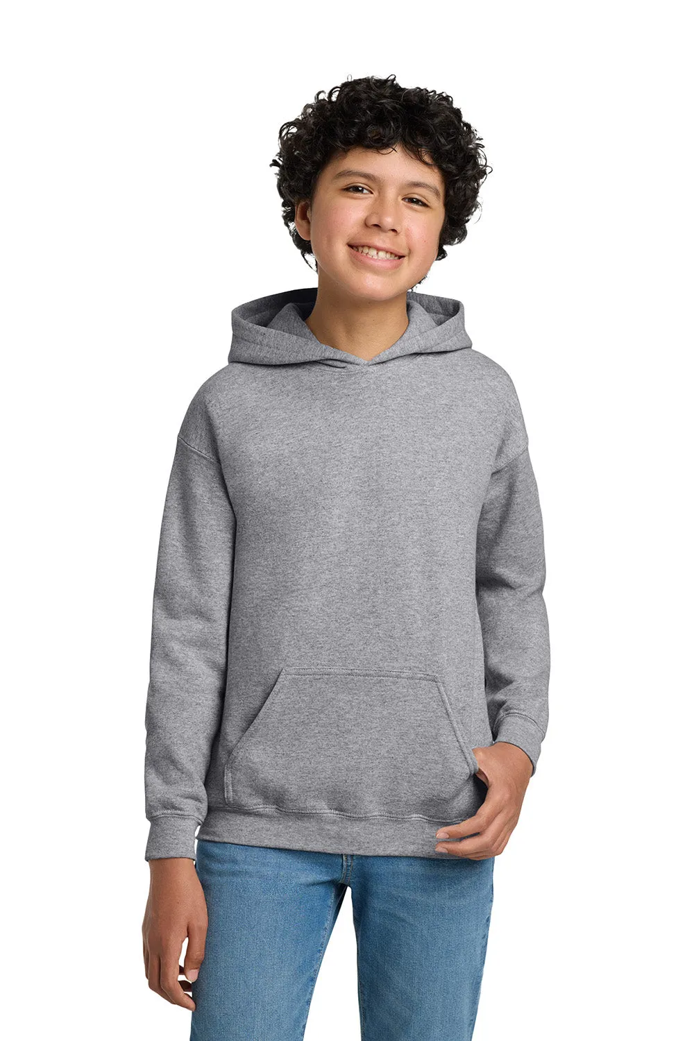 Gildan Youth Pill Resistant Hooded Sweatshirt Hoodie w/ Pouch Pocket - Sport Grey  Affordable Clothing Gildan