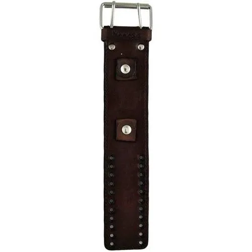 Gradient Pointium Brown Watch with Stitched Dark Brown Leather Wide Cuff