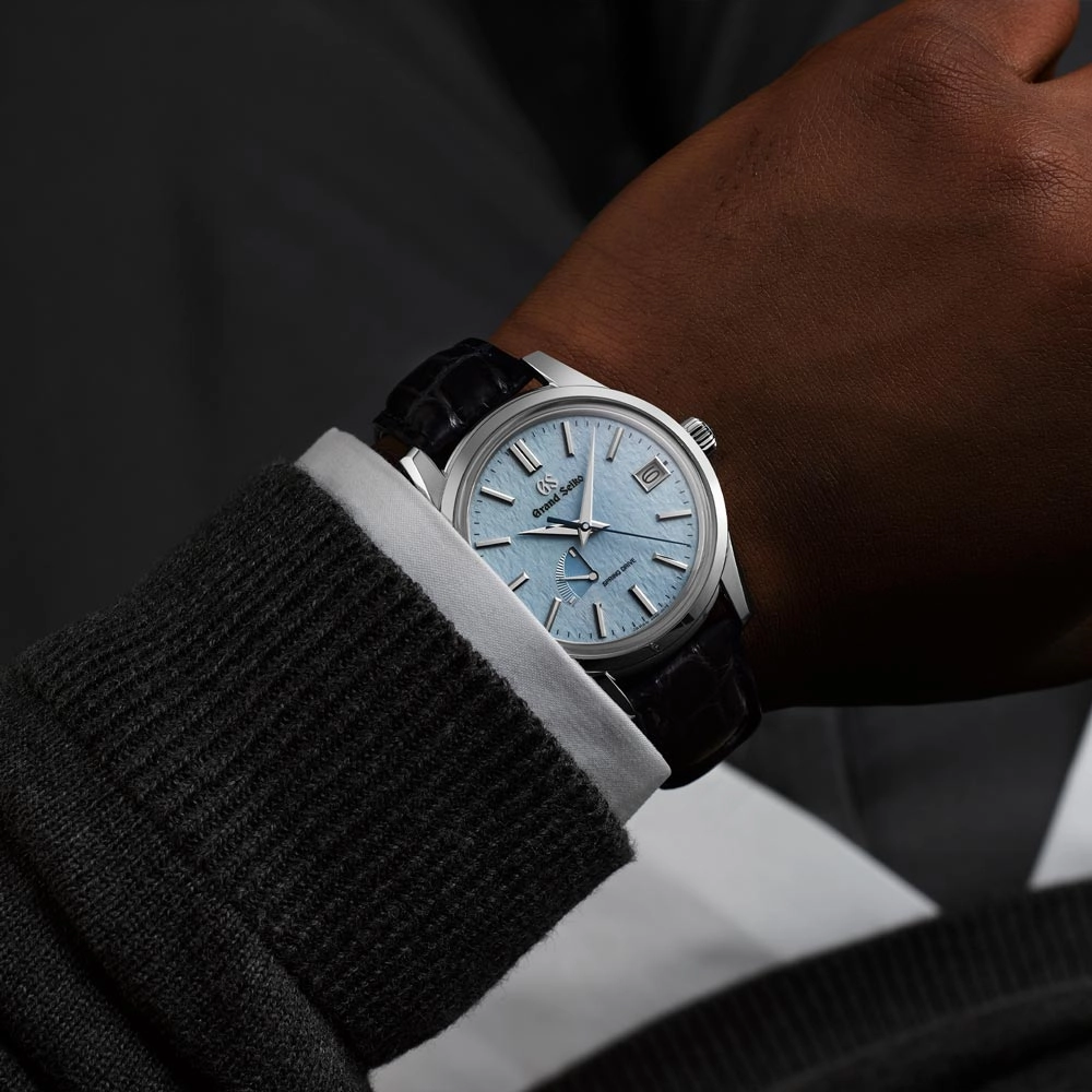 Grand Seiko Elegance Collection Spring Drive Skyflake 40mm Blue Dial Gents Watch SBGA407G