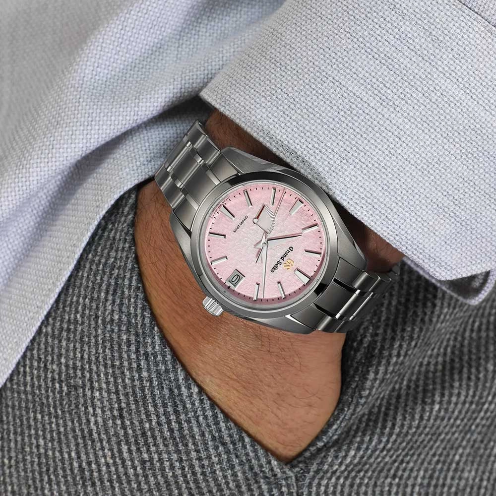 Grand Seiko Heritage Collection Spring Drive Snowflake 20th Anniversary Limited Edition 41mm Pink Dial Titanium Gents Watch SBGA497G