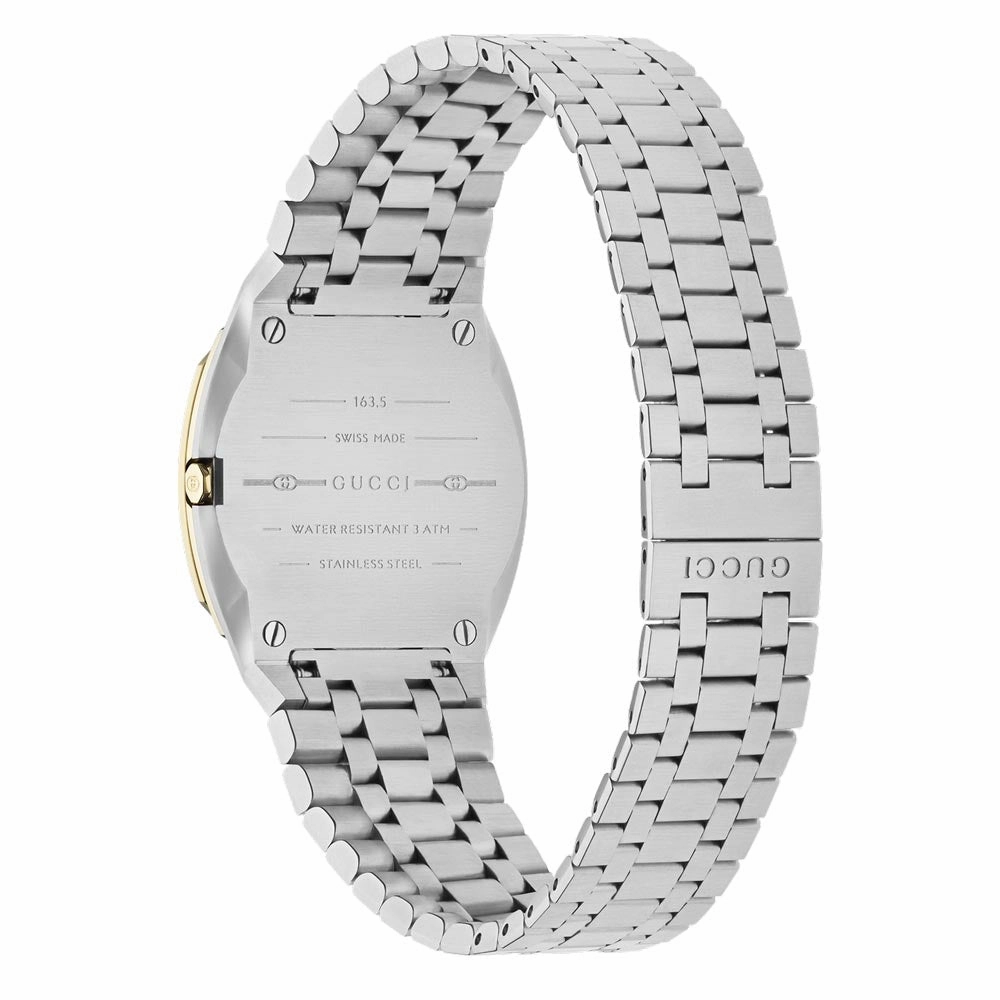 Gucci 25H 30mm Gold Dial Gold Plated Steel Quartz Watch YA163502