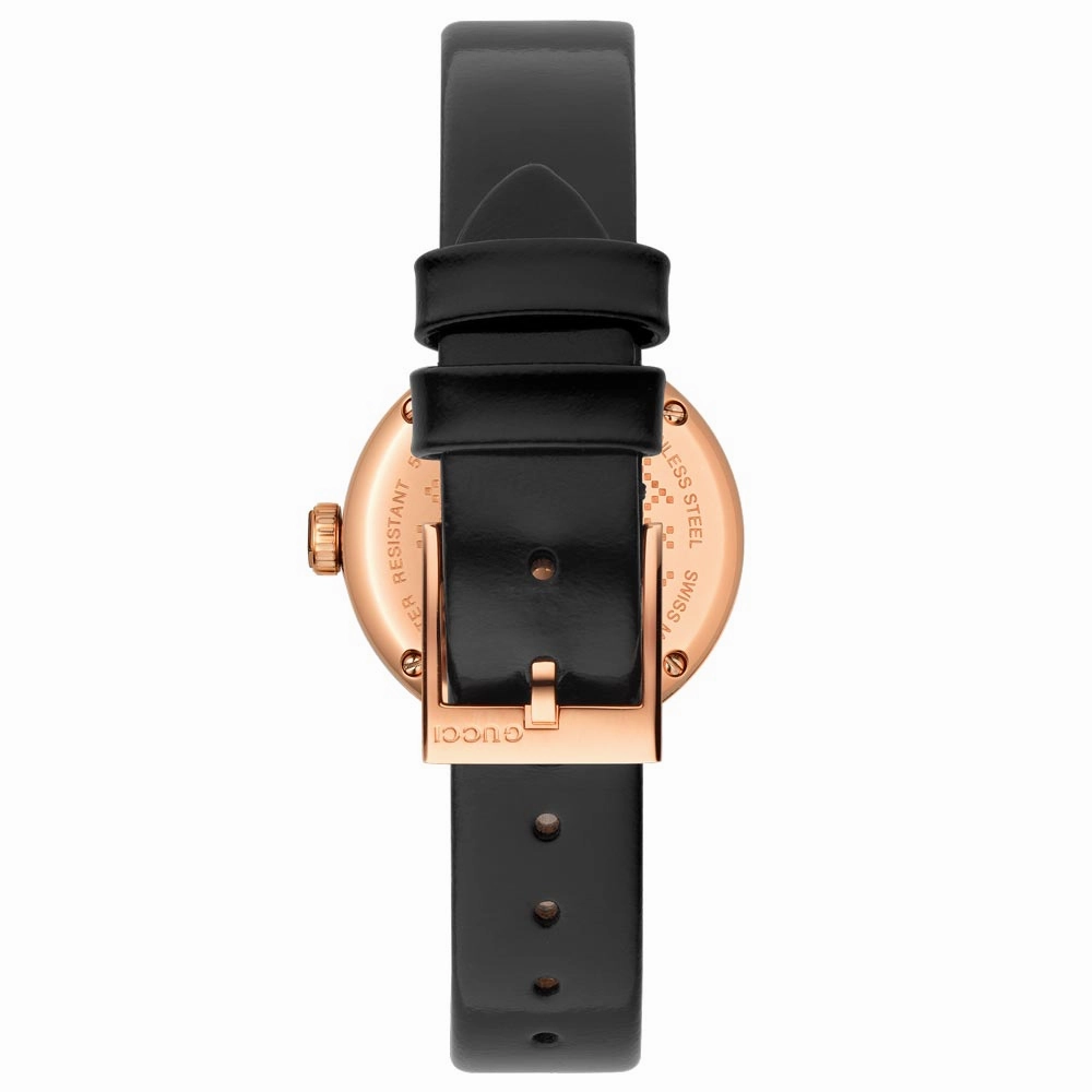 Gucci Diamantissima 27mm Black Dial Rose Gold PVD Steel Ladies Watch YA141501