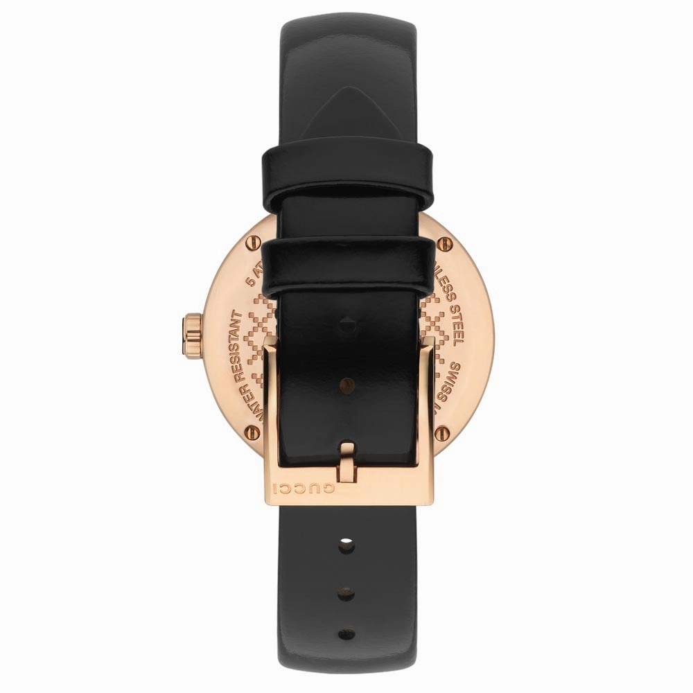 Gucci Diamantissima 32mm Black Dial Rose Gold PVD Steel Ladies Watch YA141401