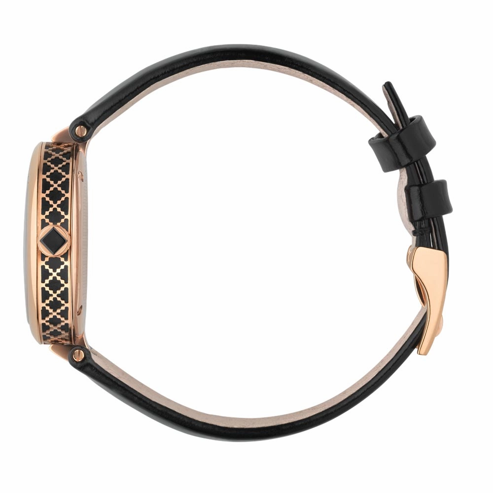 Gucci Diamantissima 32mm Black Dial Rose Gold PVD Steel Ladies Watch YA141401