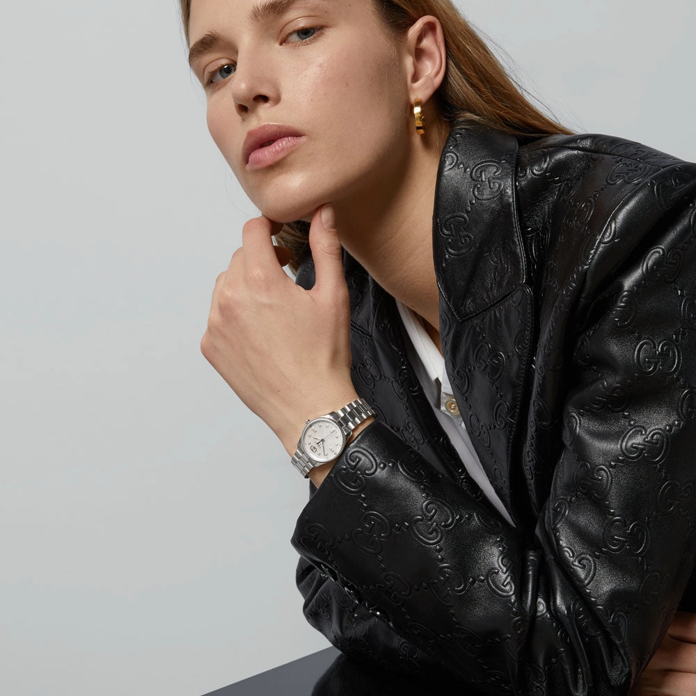 Gucci Ladies G-Timeless 29mm MOP Diamond Dot Dial Quartz Ladies Watch YA1265064