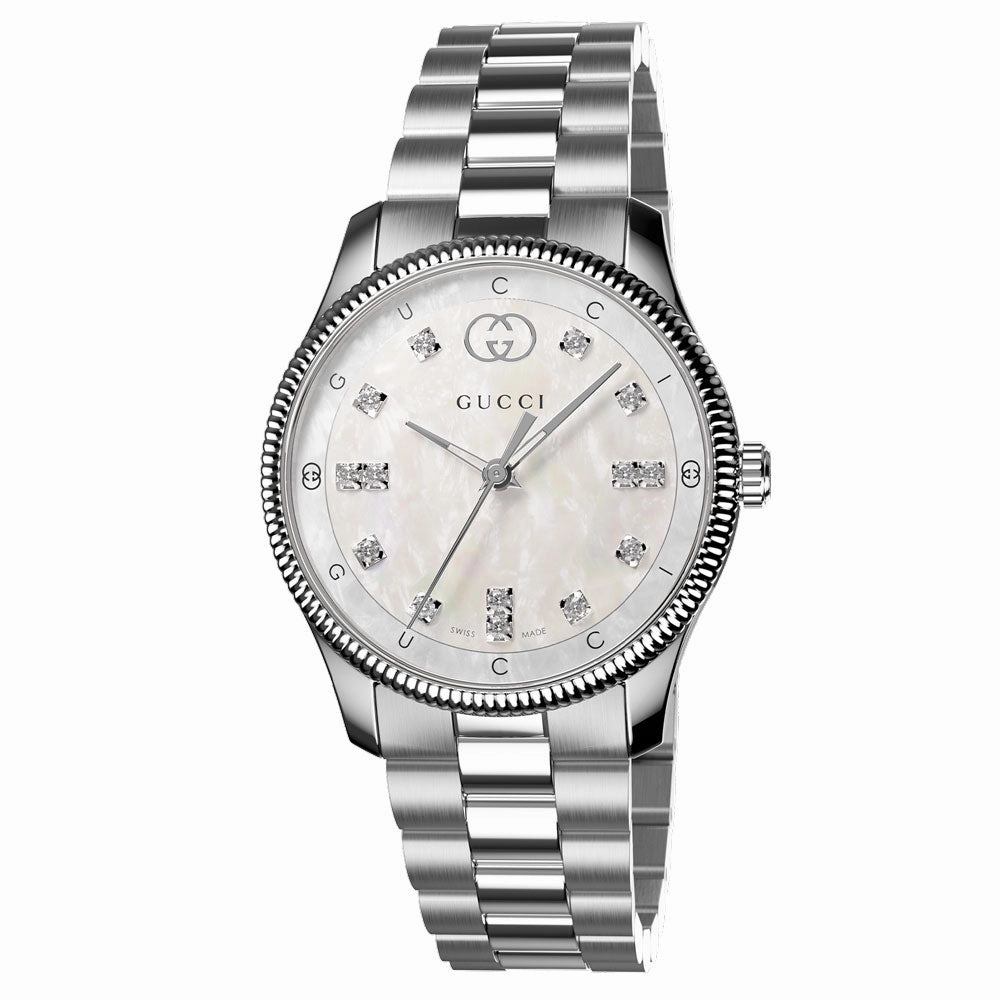Gucci Ladies G-Timeless 29mm MOP Diamond Dot Dial Quartz Ladies Watch YA1265064