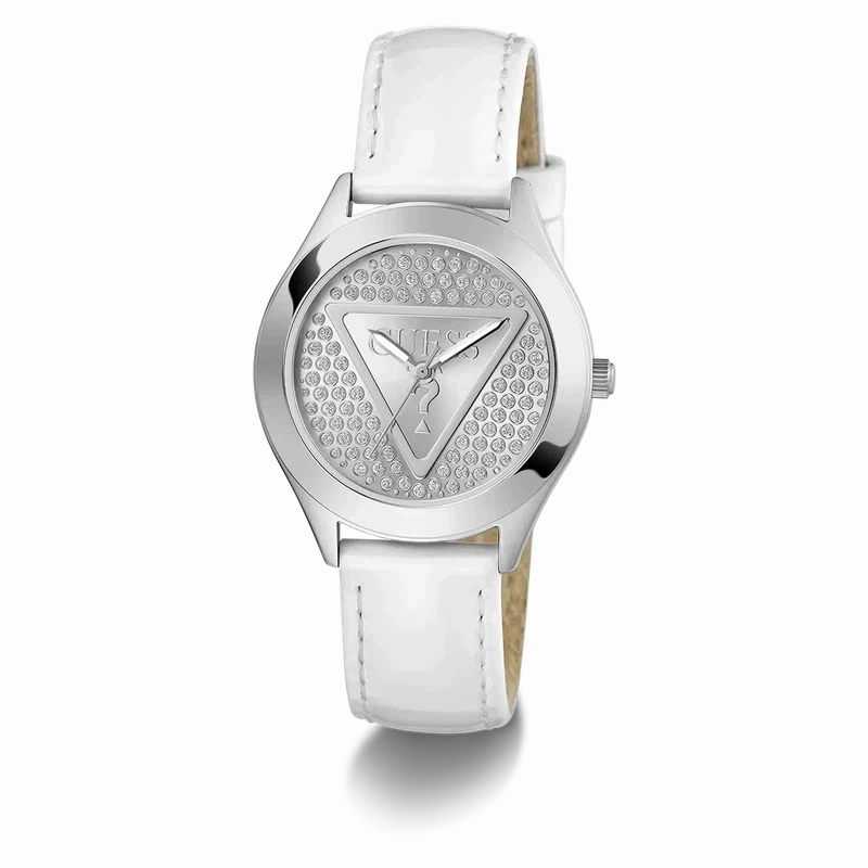 Guess Glitz Plaque Silver Dial Analogue Watch