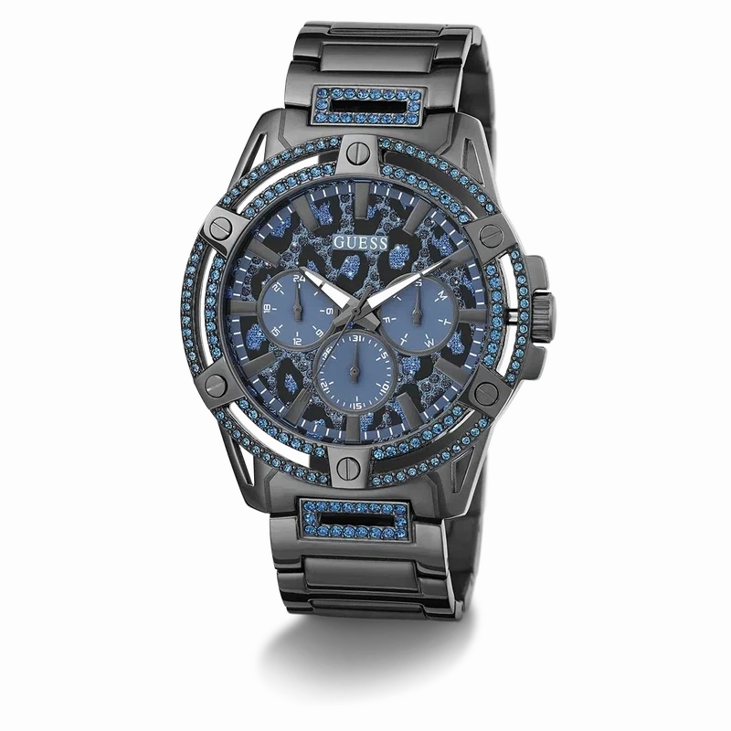 Guess King Animal Print Dial Multifunction Watch