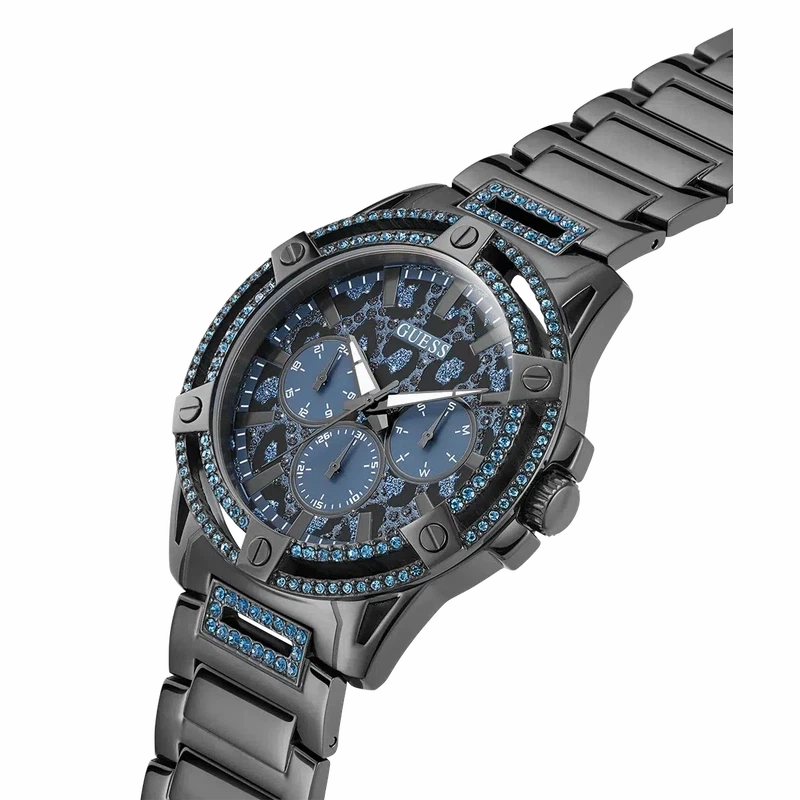 Guess King Animal Print Dial Multifunction Watch