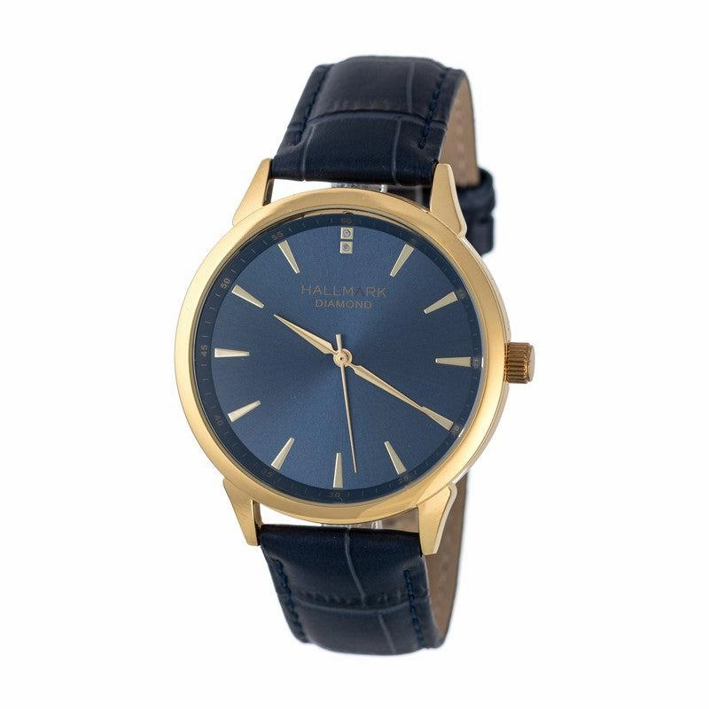 Hallmark Gents Diamond Collection Black Leather Strap