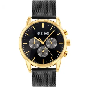 Harison Black & Gold Men's Watch *Imitation Sub Dials* 