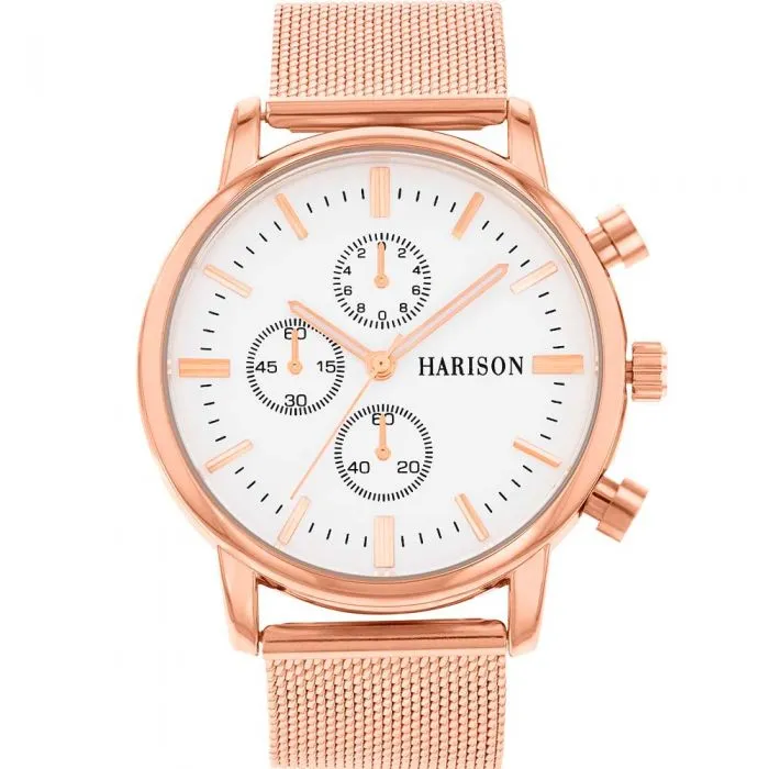 Harison Rose Mesh Mens Watch   *Imitation Sub Dials* 
