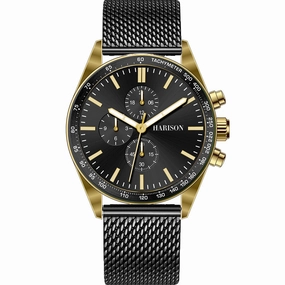 Harison Black Stainless Steel Mesh Watch *Imitation Sub Dial 