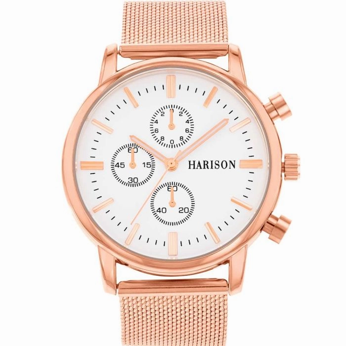Harison Rose Mesh Mens Watch   *Imitation Sub Dials* 