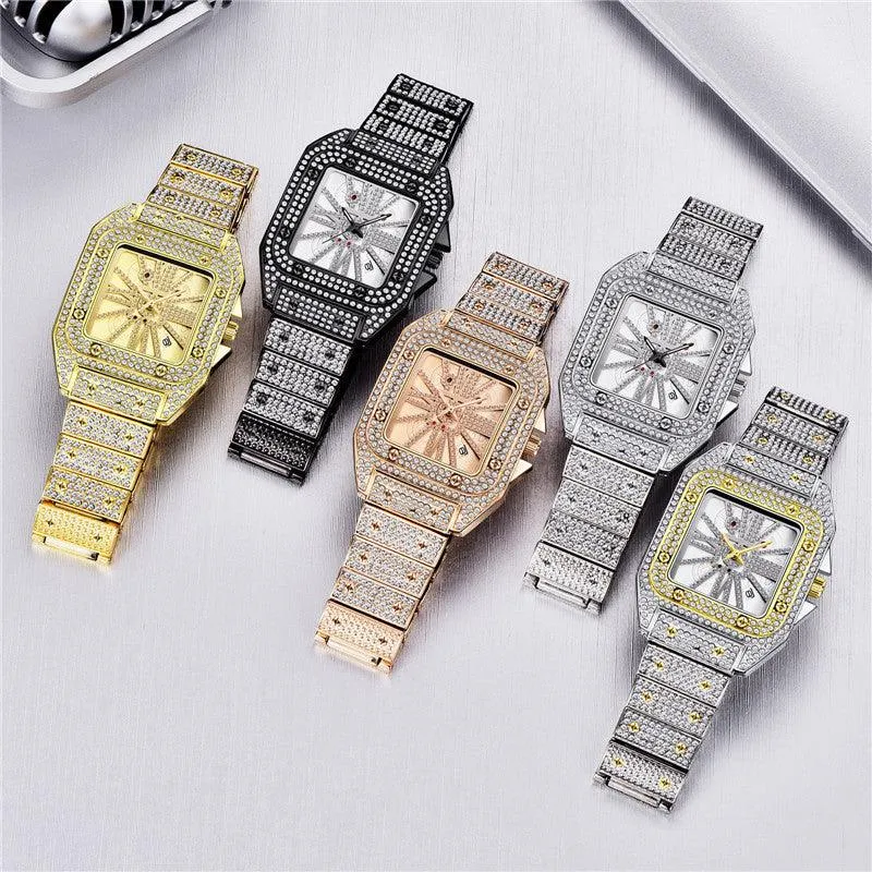 Hip Hop Full Diamond Large Dial Men's Quartz Watch 