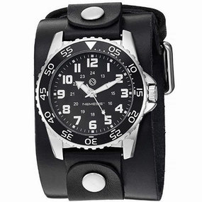 Hybrid Diver Black/White Watch with Black Leather Wide Cuff LBNB257K 
