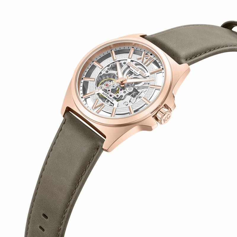 Kenneth Cole Gents Automatic Khaki Leather Watch KCWGX0065101