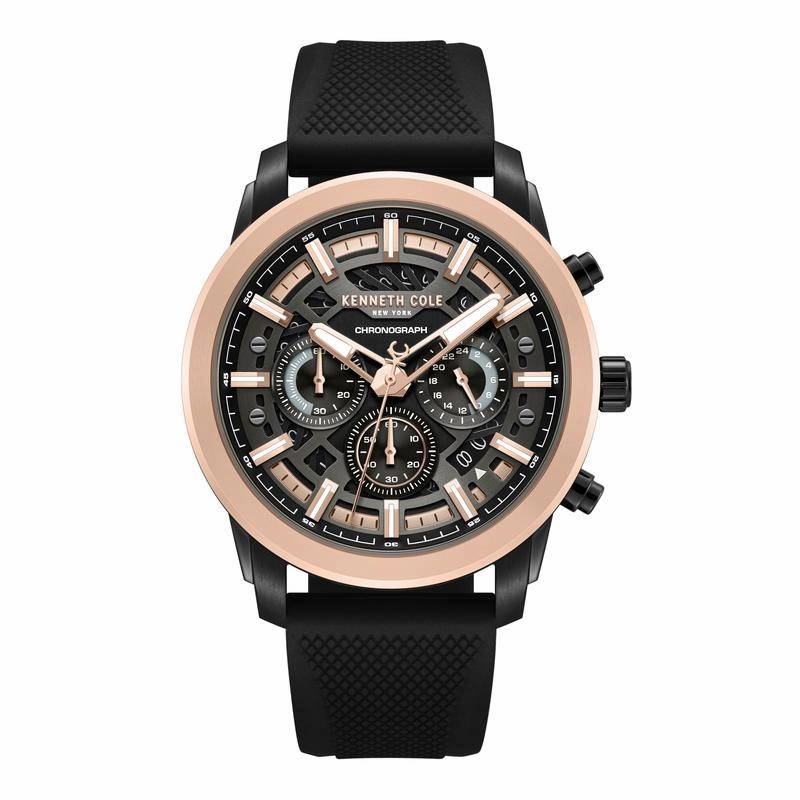 Kenneth Cole Gents Black Silicone Strap Automatic Watch KCWGO0067702