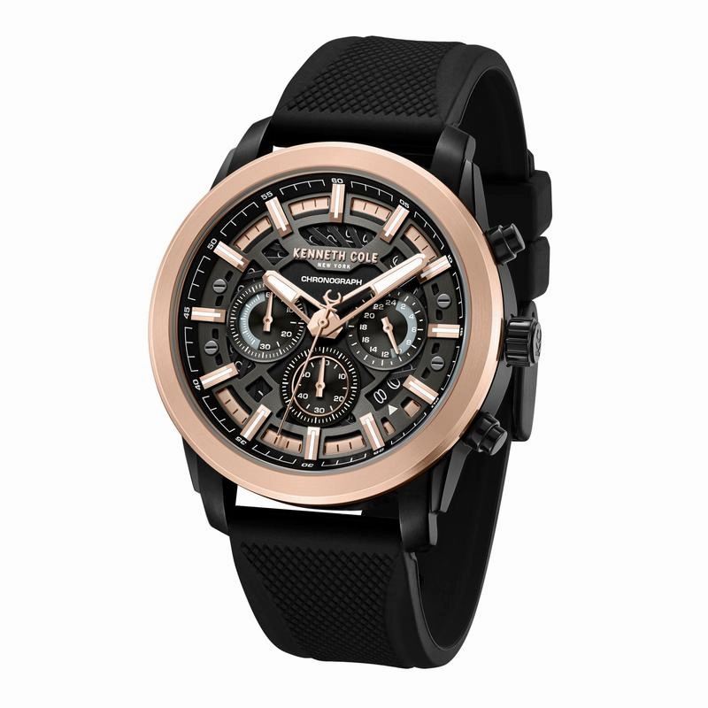 Kenneth Cole Gents Black Silicone Strap Automatic Watch KCWGO0067702