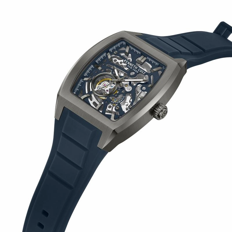Kenneth Cole Gents Blue Silicone Strap Automatic Watch KCWGZ0063801